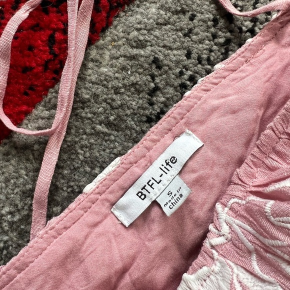 BTFL - Life Cheryl Long Cape Effect Embroidered Babydoll Mini Dress - Picture 5 of 6